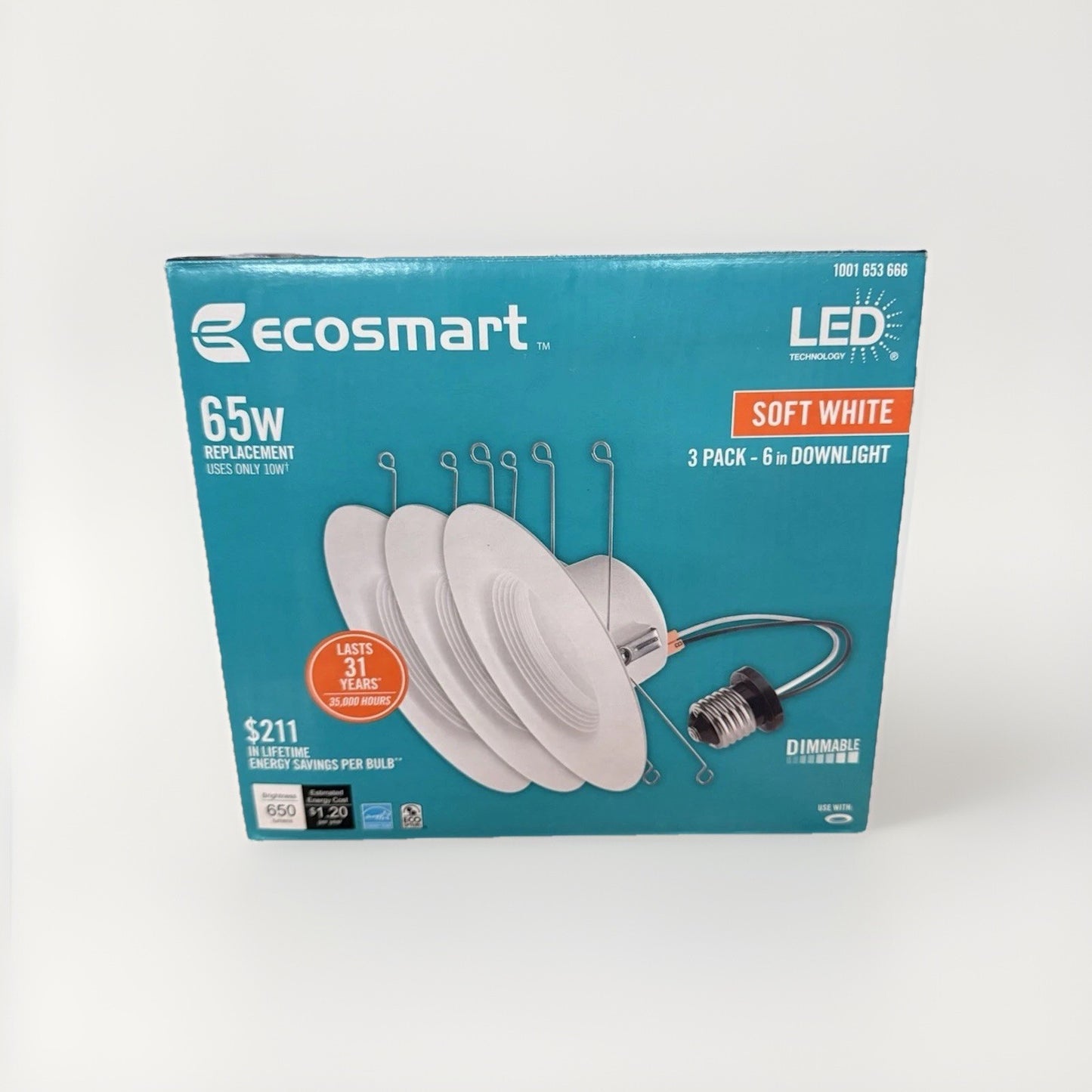 EcoSmart 65-Watt Replacement Dimmable LED Recessed Downlight Trim