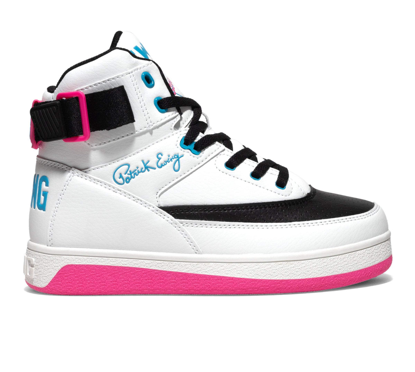 PATRICK EWING ATHLETICS WOMEN'S 33 HI ORION WHITE/ NEON PINK 5RBE001-125