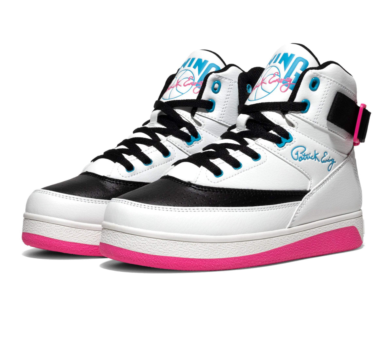 PATRICK EWING ATHLETICS WOMEN'S 33 HI ORION  WHITE/ NEON PINK 5RBE001-125