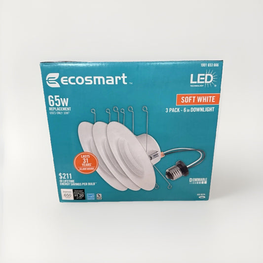 EcoSmart 65-Watt Replacement Dimmable LED Recessed Downlight Trim
