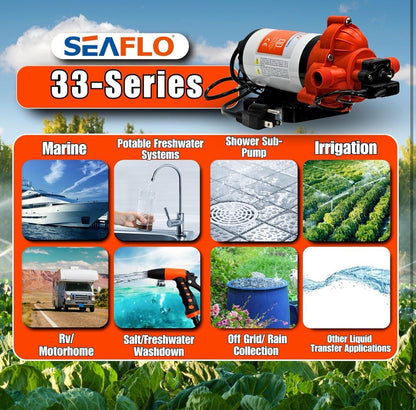 SEAFLO Water Pressure 12-V 3.0 GPM 33 Series Automatic Demand Diaphragm Pump