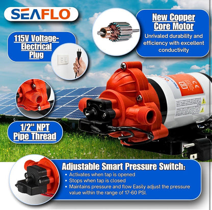 SEAFLO Water Pressure 12-V 3.0 GPM 33 Series Automatic Demand Diaphragm Pump