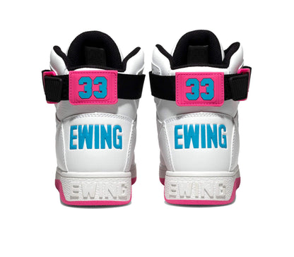PATRICK EWING ATHLETICS WOMEN'S 33 HI ORION  WHITE/ NEON PINK 5RBE001-125